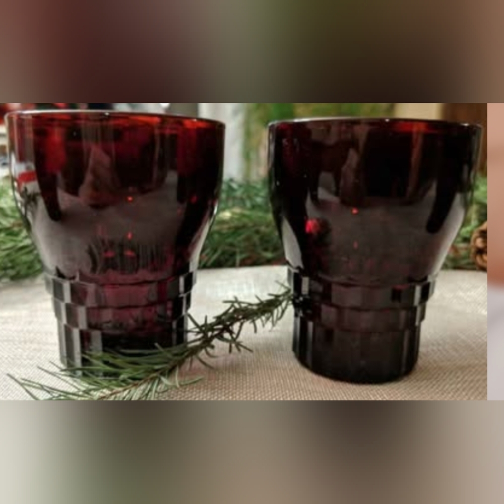 ANCHOR HOCKING Ruby Red Glass 4 Inches High Beautiful Vintage Glassware $10 Each
